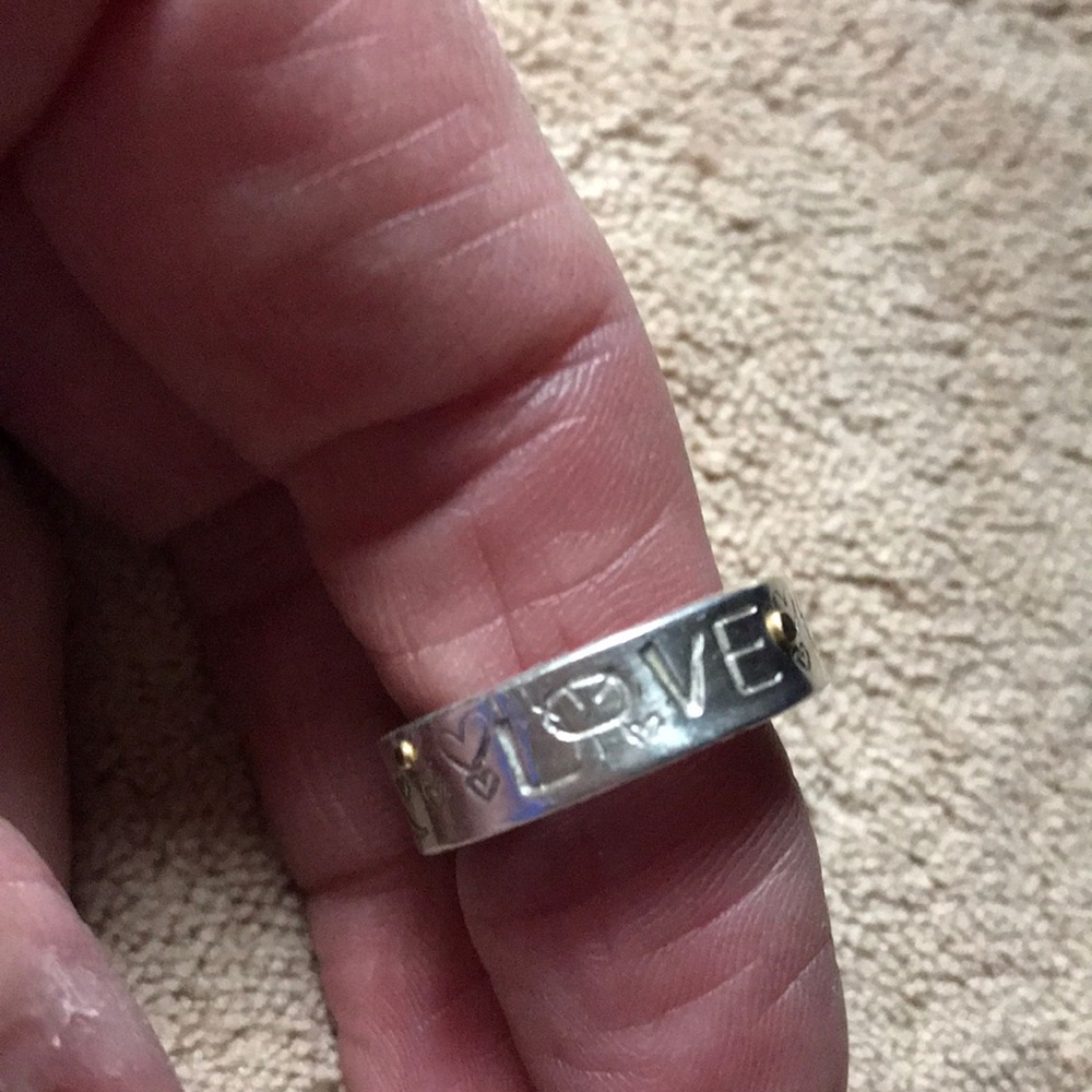 Sterling Silver & 22k Gold Handmade One of a Kind LOVE RING “Corset” Band Sz 6 - Picture 4 of 8